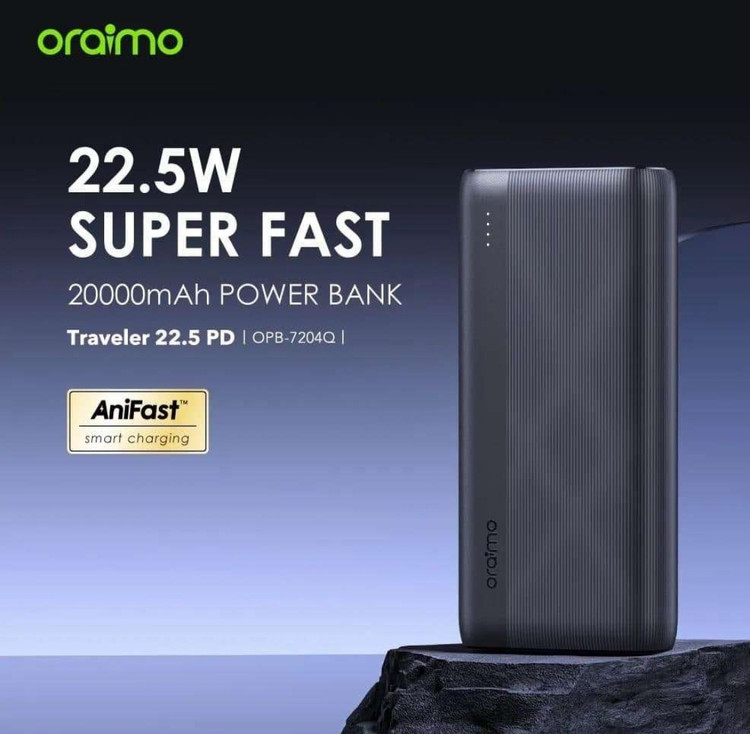 پاوربانک Traveler 22.5w PD اورایمو با ظرفیت 20000mAh